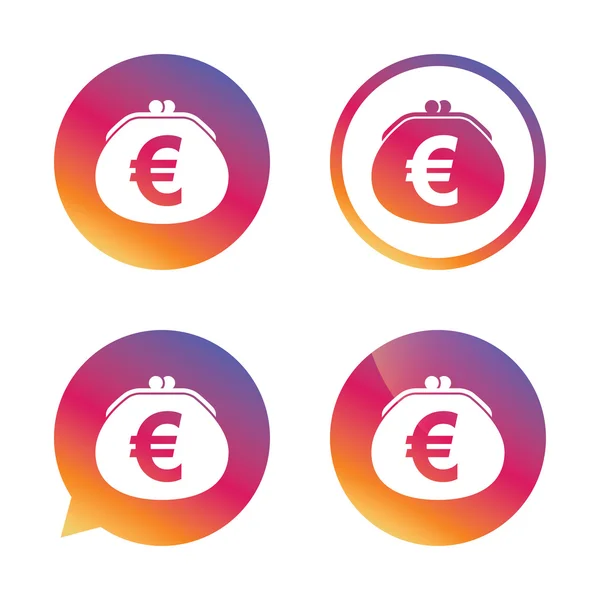 Plånbok euro tecken ikon. Cash väska symbol. — Stock vektor