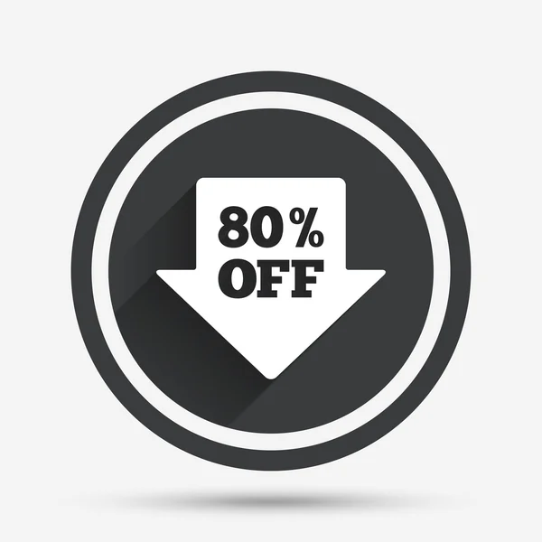 80 percent sale arrow tag sign icon. — Stock Vector