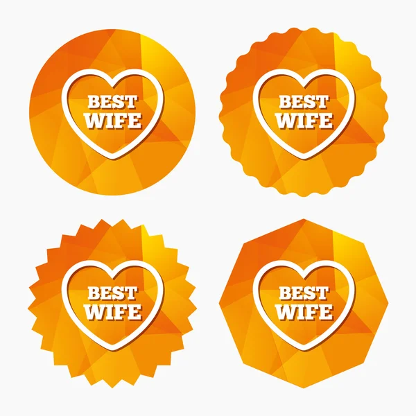 Best wife sign icon. Heart love symbol. — Stock Vector