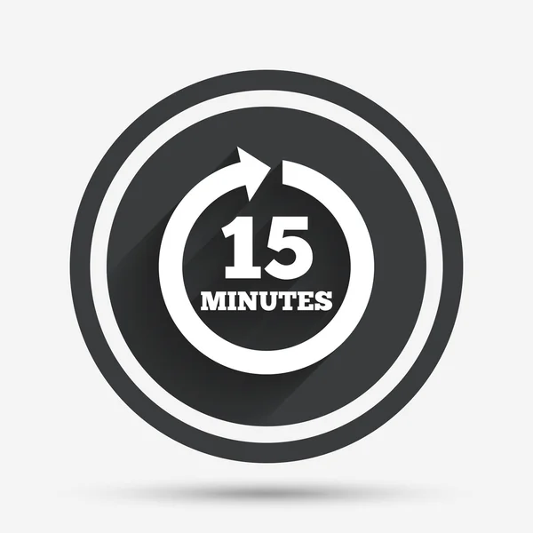 Toutes les 15 minutes signez l'icône. Flèche de rotation complète . — Image vectorielle