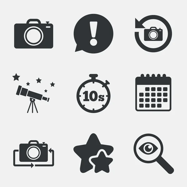 Foto camera-pictogram. Flip turn of vernieuwen tekenen. — Stockvector