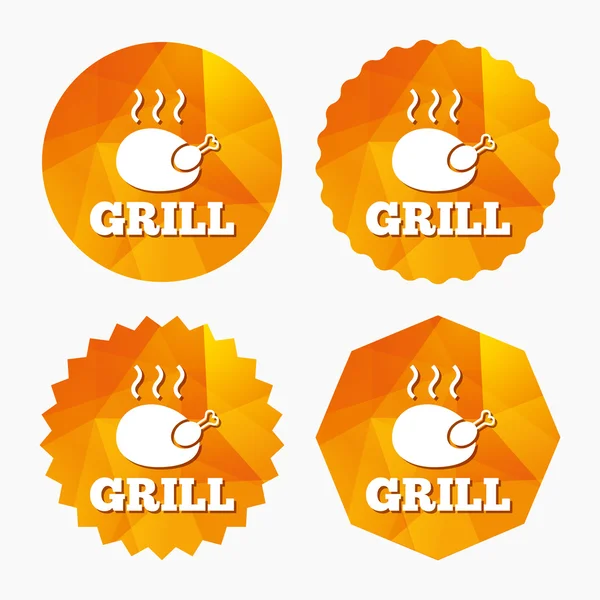 Chicken grill sign icon. Hen bird meat symbol. — Stock Vector