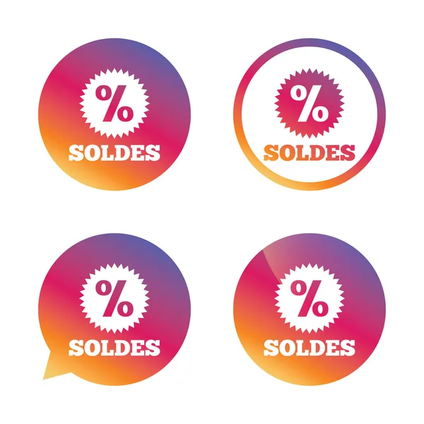 Soldes - Verkauf in französischem Zeichen-Symbol. Stern. — Stockvektor