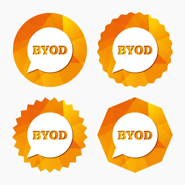 Icône de signe BYOD. Apportez votre propre symbole d'appareil . — Image vectorielle
