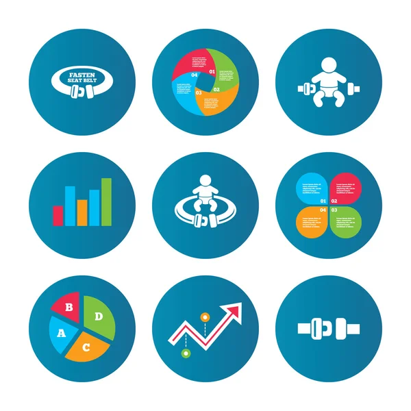 Aperte os sinais do cinto de segurança. Segurança infantil em caso de acidente . —  Vetores de Stock