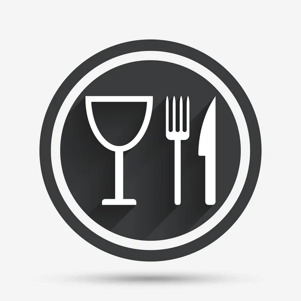 Eat sign icon. Knife, fork and wineglass. — Stock Vector