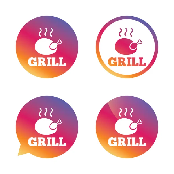 Chicken grill sign icon. Hen bird meat symbol. — Stock Vector