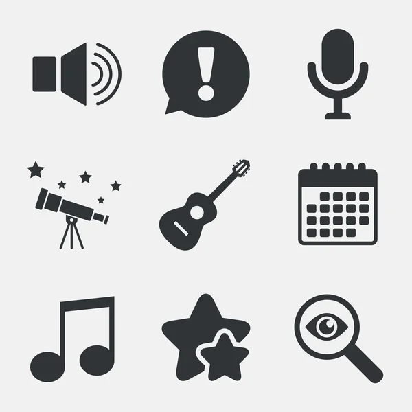 Icône des éléments musicaux. Microphone, Haut-parleur sonore . — Image vectorielle