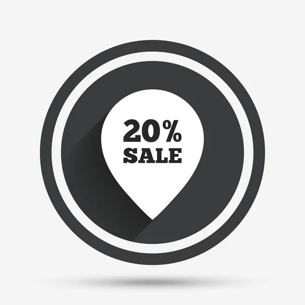 20 Prozent Verkauf Zeiger Tag Zeichen Symbol. — Stockvektor