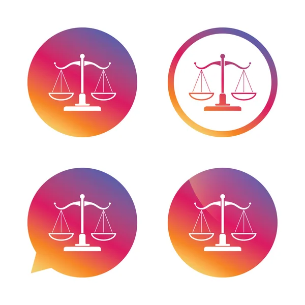 Escalas de ícone de sinal de Justiça. Símbolo do Tribunal de Justiça . — Vetor de Stock