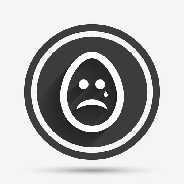 Sad egg face with tear sign icon. Crying symbol. — Stock Vector