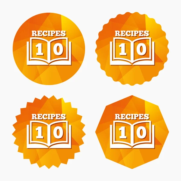 Cookbook sign icon. 10 Recipes book symbol. — Stock Vector