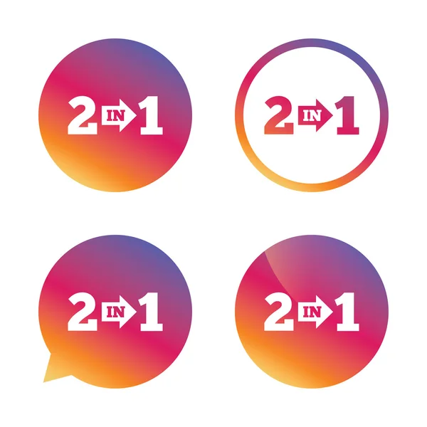 Icône de signe deux en un. Symbole 2 en 1 avec flèche . — Image vectorielle