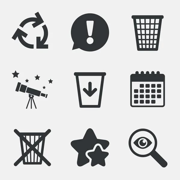 Recycle bin icons. Reuse or reduce symbol. — Stock Vector