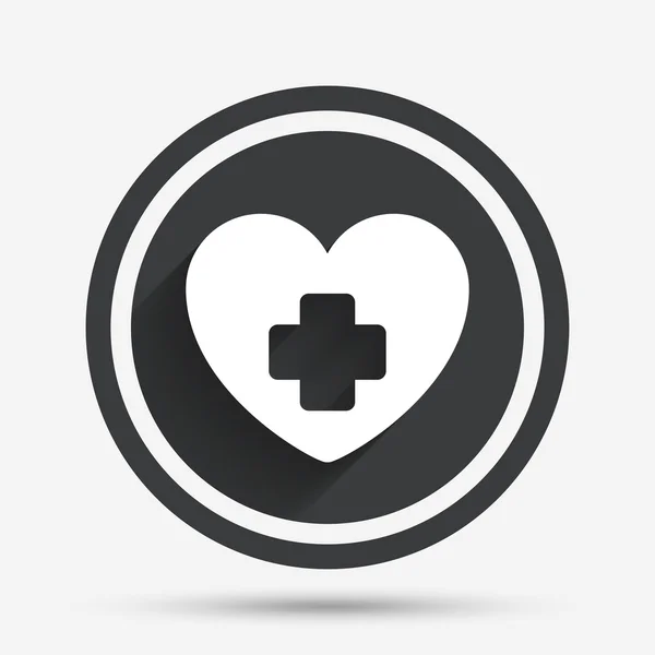 医療心臓記号アイコン。十字形のシンボル. — ストックベクタ