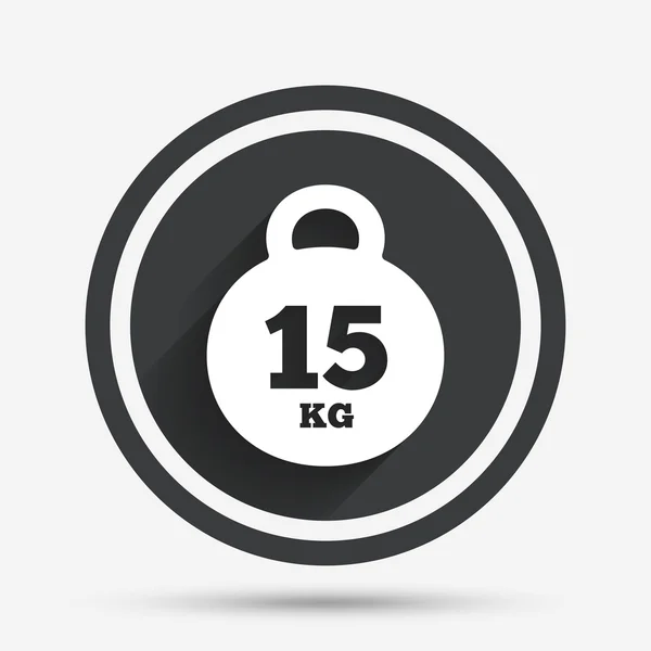 Weight sign icon. 15 kilogram (kg). Sport symbol. — Stock Vector