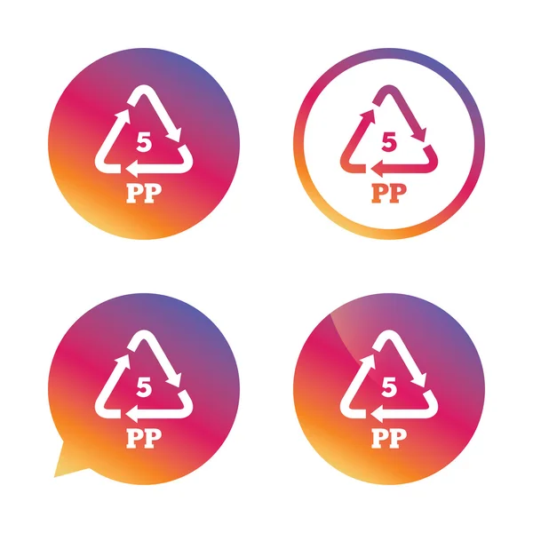 PP 5 icon. Polypropylene thermoplastic polymer. — Stock Vector