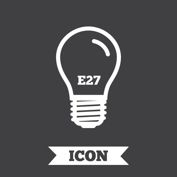Glödlampa-ikonen. Lampa E27 skruv socket symbol. — Stock vektor