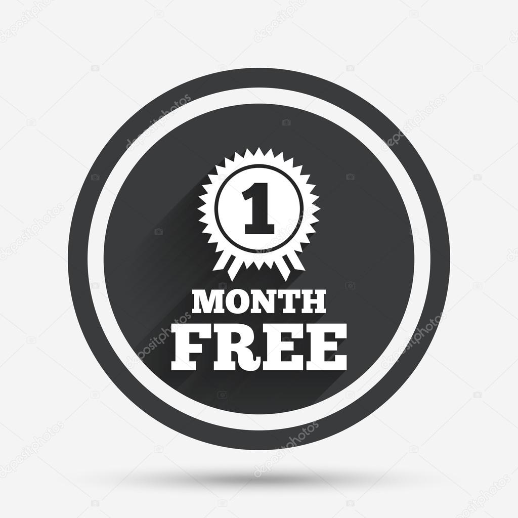 First month free sign icon. Special offer symbol.