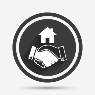 Eve el sıkışma işareti simgesi. başarılı iş.