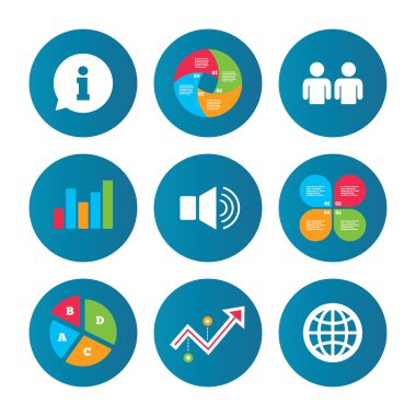 Bilgi işareti ve grup. İletişim simgeleri.