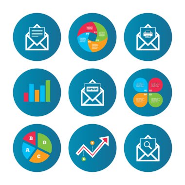 posta zarf simgeleri. ileti belge sembolleri.