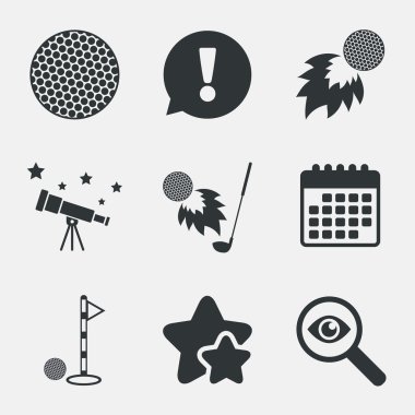 Golf topu simgeler. ateş topu kulüp simgesiyle.