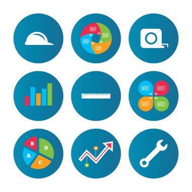 inşaat kask ve cetvel, rulet simgeler.