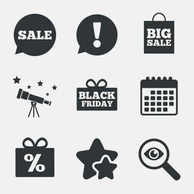 Satılık konuşma balonu simgesinin. Siyah Cuma sembolü.