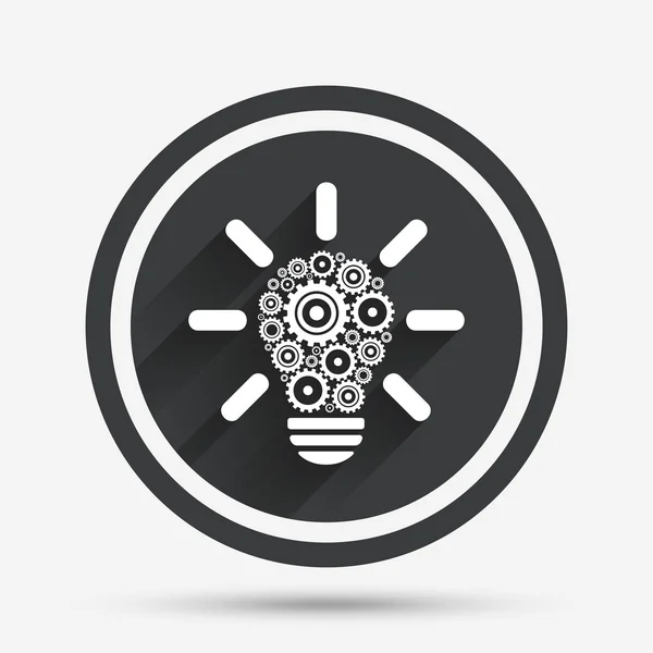Light lamp sign icon. Bulb with gears symbol. — Stock Vector