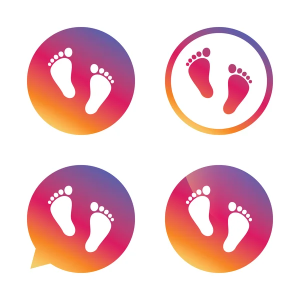 Enfant paire de signe d'empreinte icône. Pieds nus  . — Image vectorielle