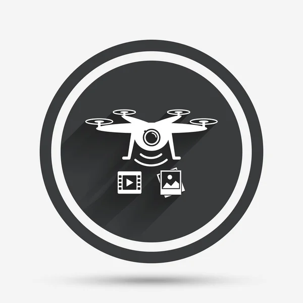 Drone icon. Quadrocopter with video camera. — Stock Vector