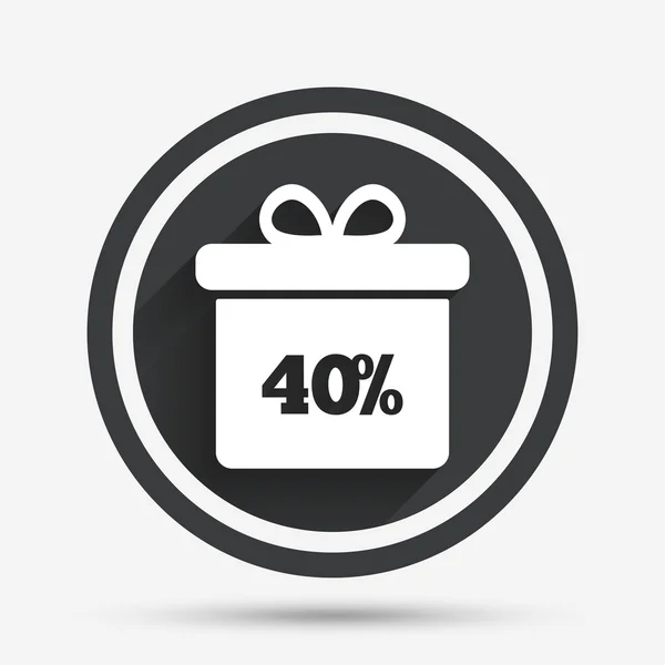 40 percent sale gift box tag sign icon. — Stock Vector