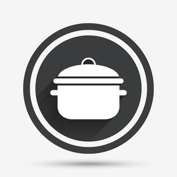 Főzés pan aláírás ikonra. forraljuk fel, vagy pörkölt élelmiszer-szimbólum. — Stock Vector