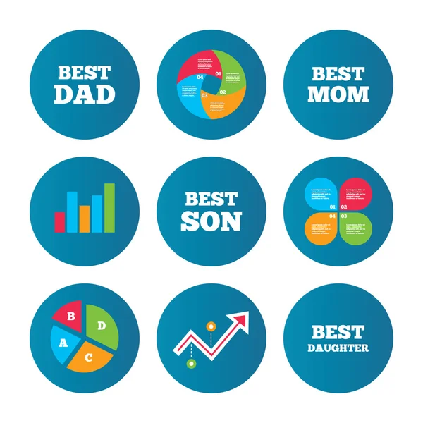 Best mom and dad, son, daughter icons. — Stock Vector