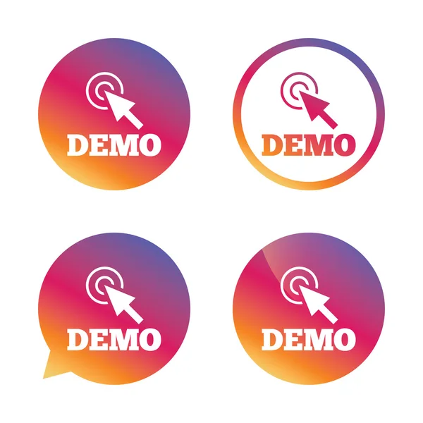 Demo with cursor sign icon. Demonstration symbol. — Stock Vector