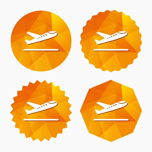 Icono de despegue del avión. Símbolo de transporte aéreo . — Vector de stock