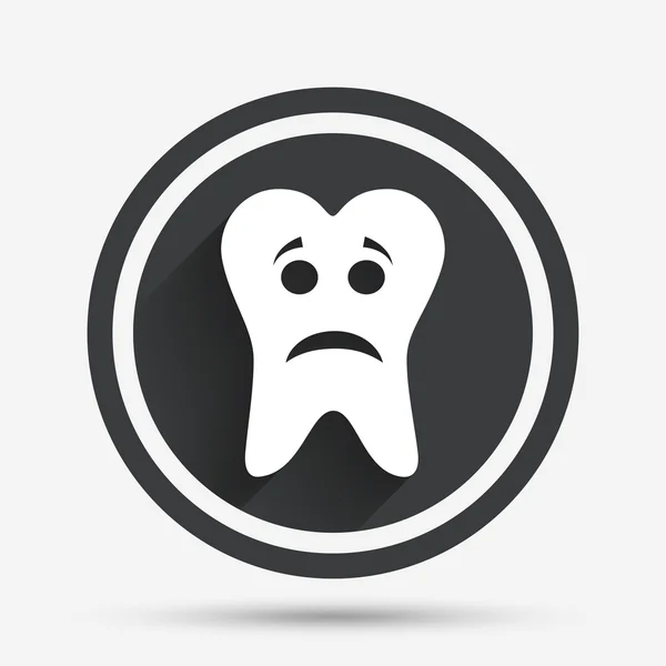 Ícone de sinal de rosto triste do dente. Dor de dente símbolo . — Vetor de Stock