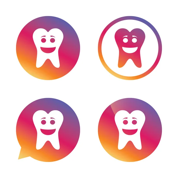 Zahn glücklich Gesicht Zeichen Symbol. gesunde Zähne. — Stockvektor