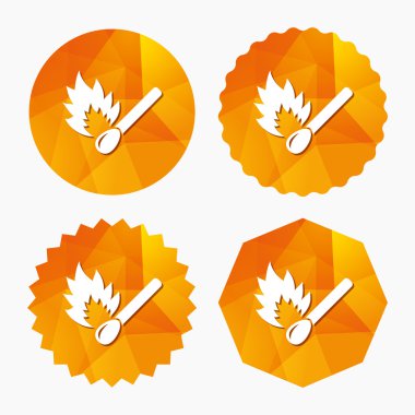 maç sopa burns simgesi. yanan kibrit çöpü işareti.