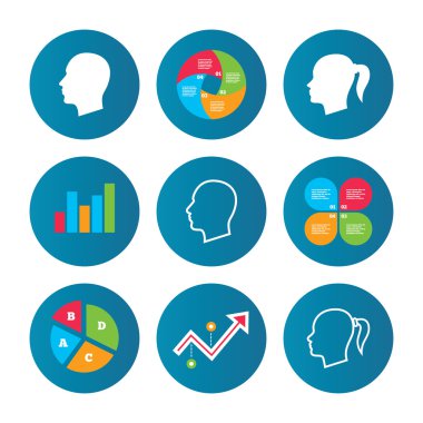 baş simgeler. erkek ve dişi insan sembolleri.