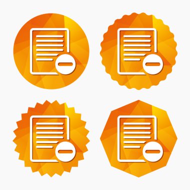 Metin dosya işareti simgesi. Dosya belgesi simgesini sil.