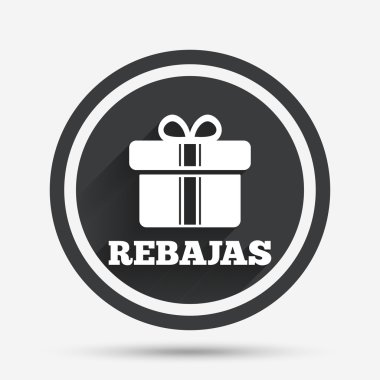 Rebajas - indirimler İspanya işareti simgesi. Hediyelik.