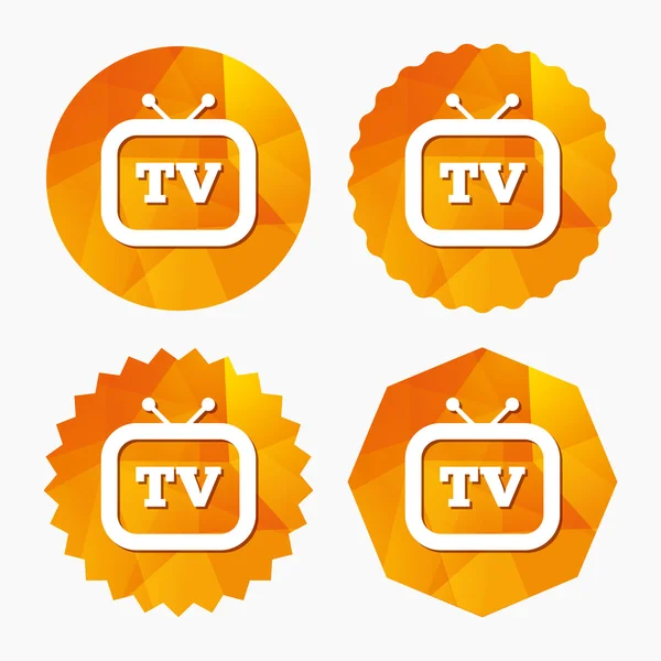 Retro TV sign icon. Television set symbol. — Stock Vector