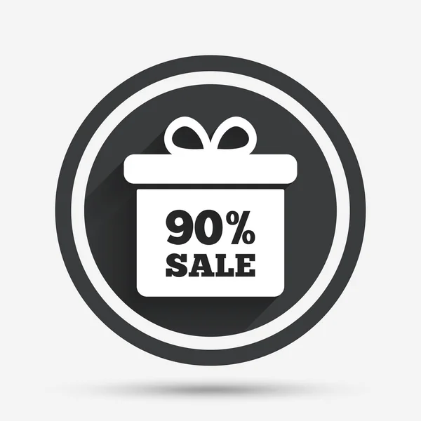 90 procent verkoop geschenk vak teken labelpictogram. — Stockvector