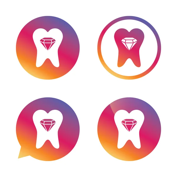 Icono de signo de cristal dental. Símbolo de prestigio dental . — Vector de stock