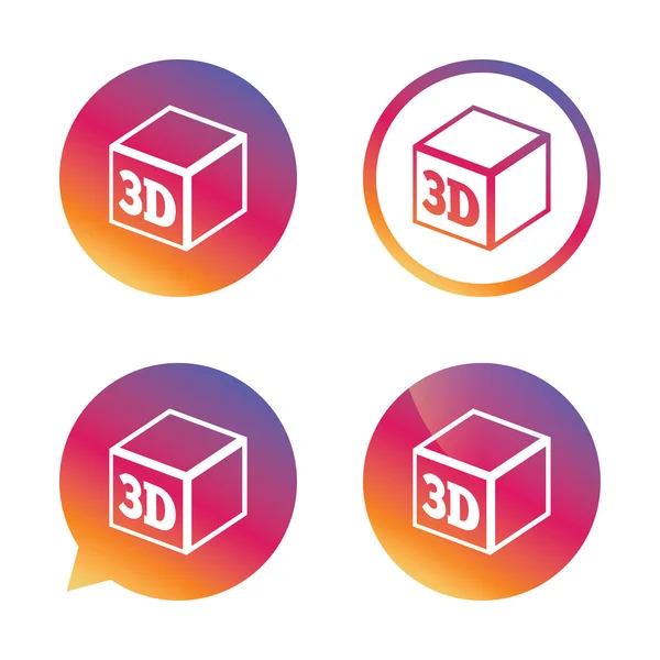 Icono de signo de impresión 3D. 3d cubo símbolo de impresión . — Archivo Imágenes Vectoriales