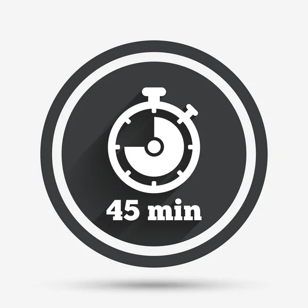 Timer sign icon. 45 minutes stopwatch symbol. — Stock Vector