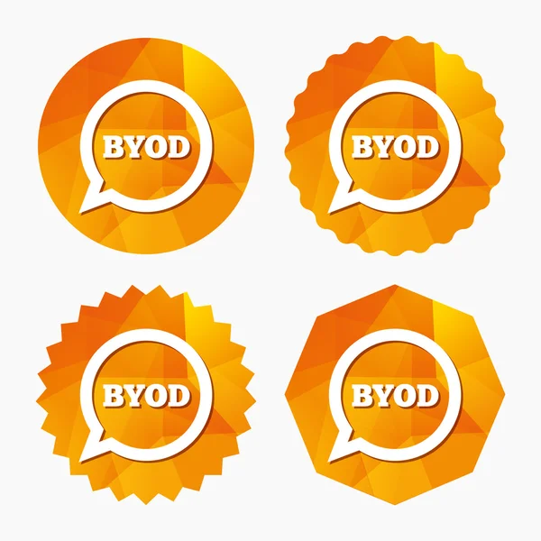 Icône de signe BYOD. Apportez votre propre symbole d'appareil . — Image vectorielle