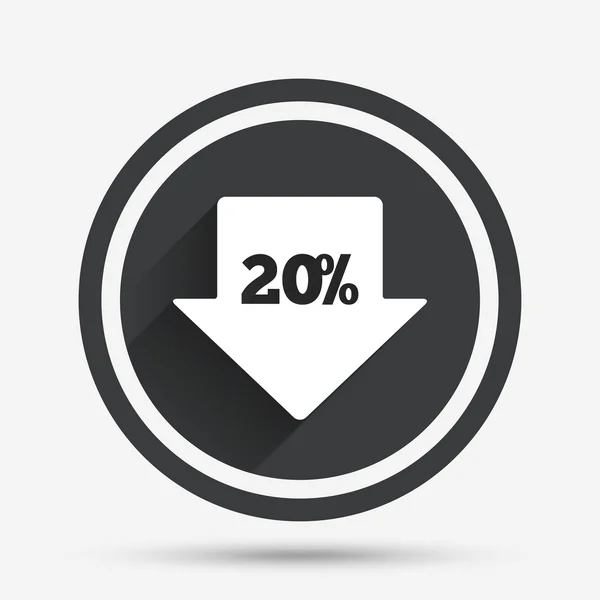 20 percent sale arrow tag sign icon. — Stock Vector